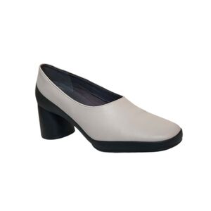 Camper Upright Block Heel Leather Pump Light Beige Black Size EU 41